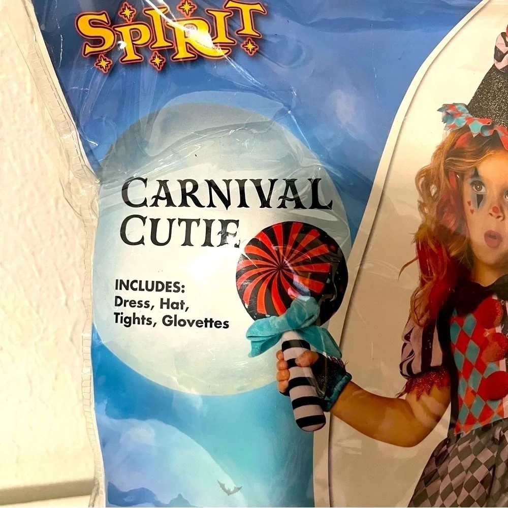 Spirit Halloween Little Girls 3T-4T Carnival Costume Set including Basket - Picture 2 of 8
